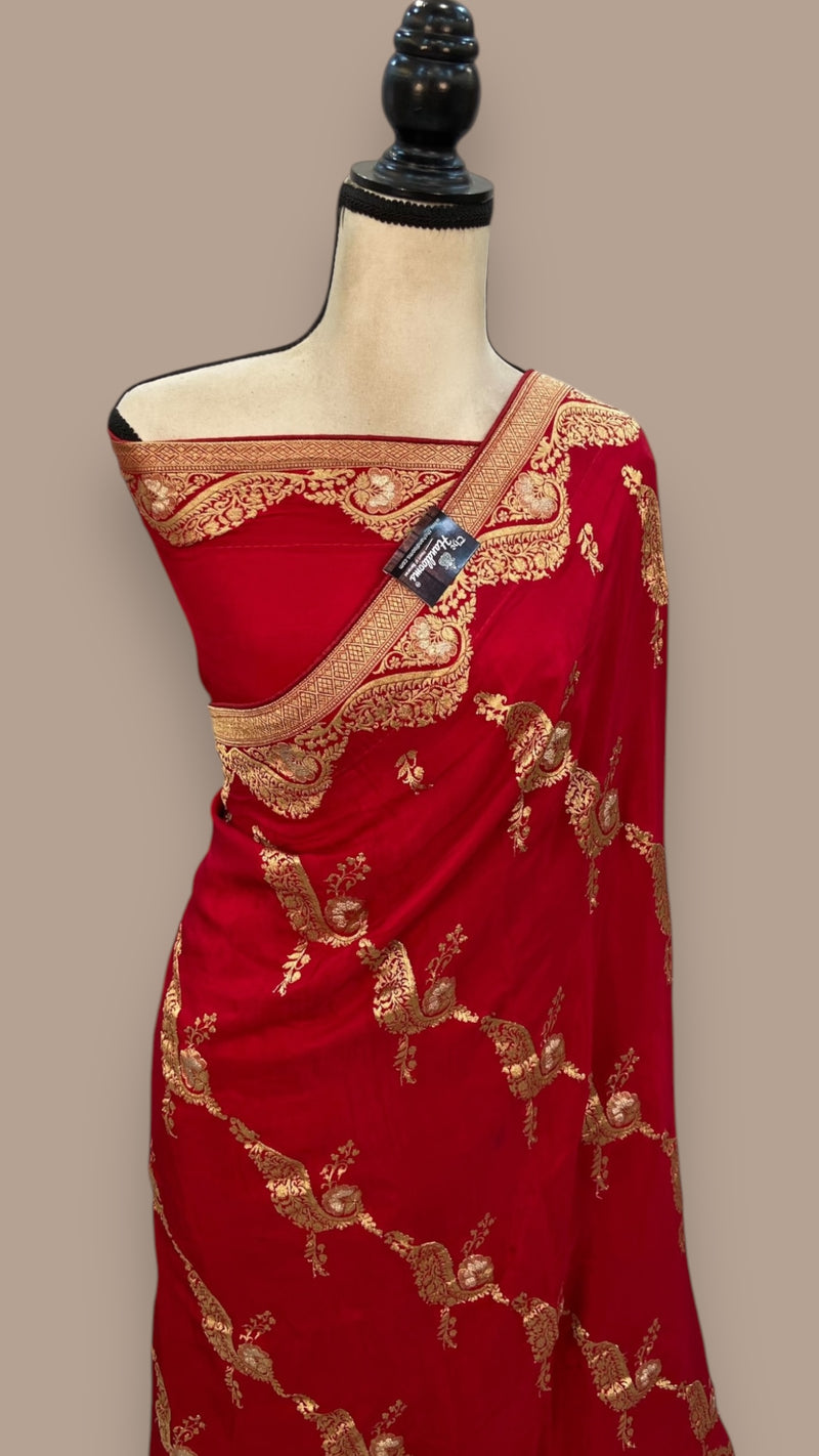 Pure Khaddi Crepe Silk Banarasi Saree - The Handlooms