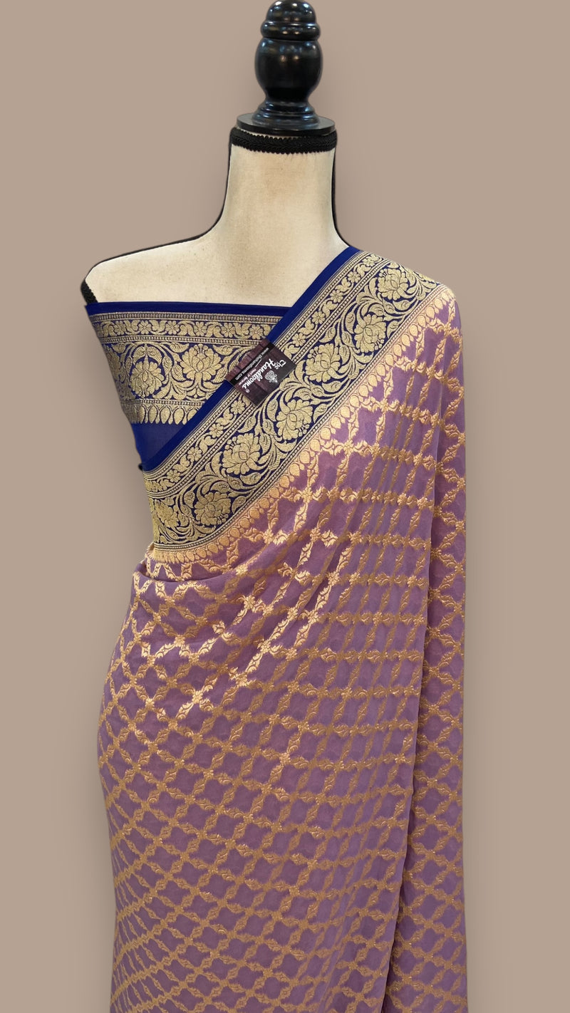 Pure Khaddi Georgette Banarasi Saree -  Gold zari - The Handlooms