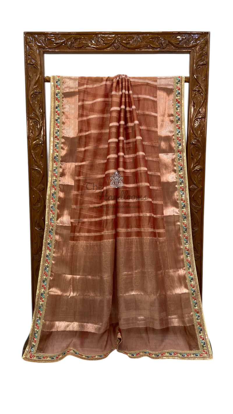 Pure Kora Tissue Handloom Banarasi Saree With Lace - The Handlooms
