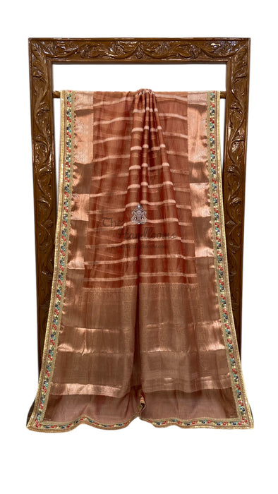 Pure Kora Tissue Handloom Banarasi Saree With Lace