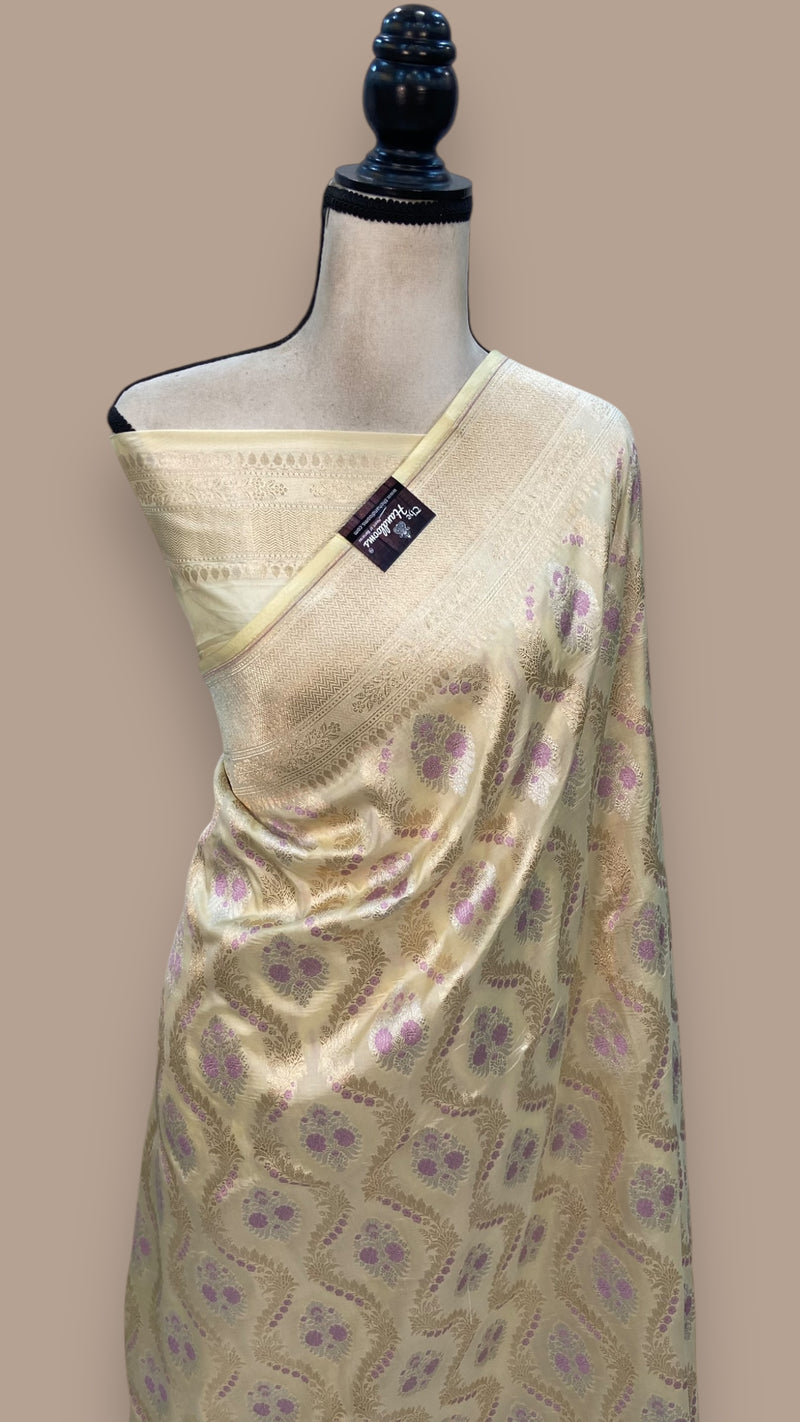 Nita Ambani Pure Katan Silk Banarasi Handloom Saree - All over Jaal work - With Meenakari - The Handlooms