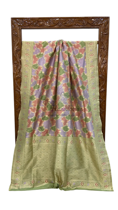 Pure Katan Silk Banarasi Handloom Saree - All over Jaal work - With Meenakari