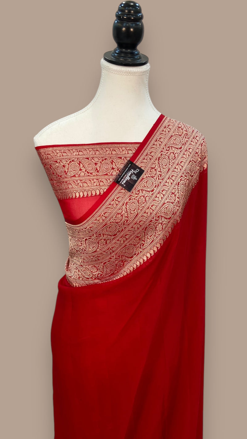 Khaddi Georgette Handloom Banarasi Saree - The Handlooms