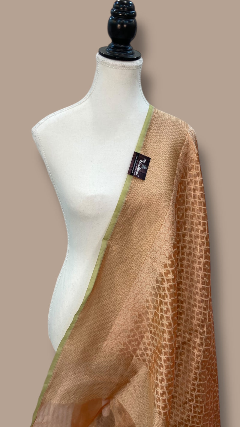 Pure Tissue Reshmi Zari Banarasi Brocade Handloom Dupatta - The Handlooms