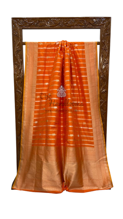 Pure Katan Silk Banarasi Handloom Saree - All over soona roopa  Kadua stripe