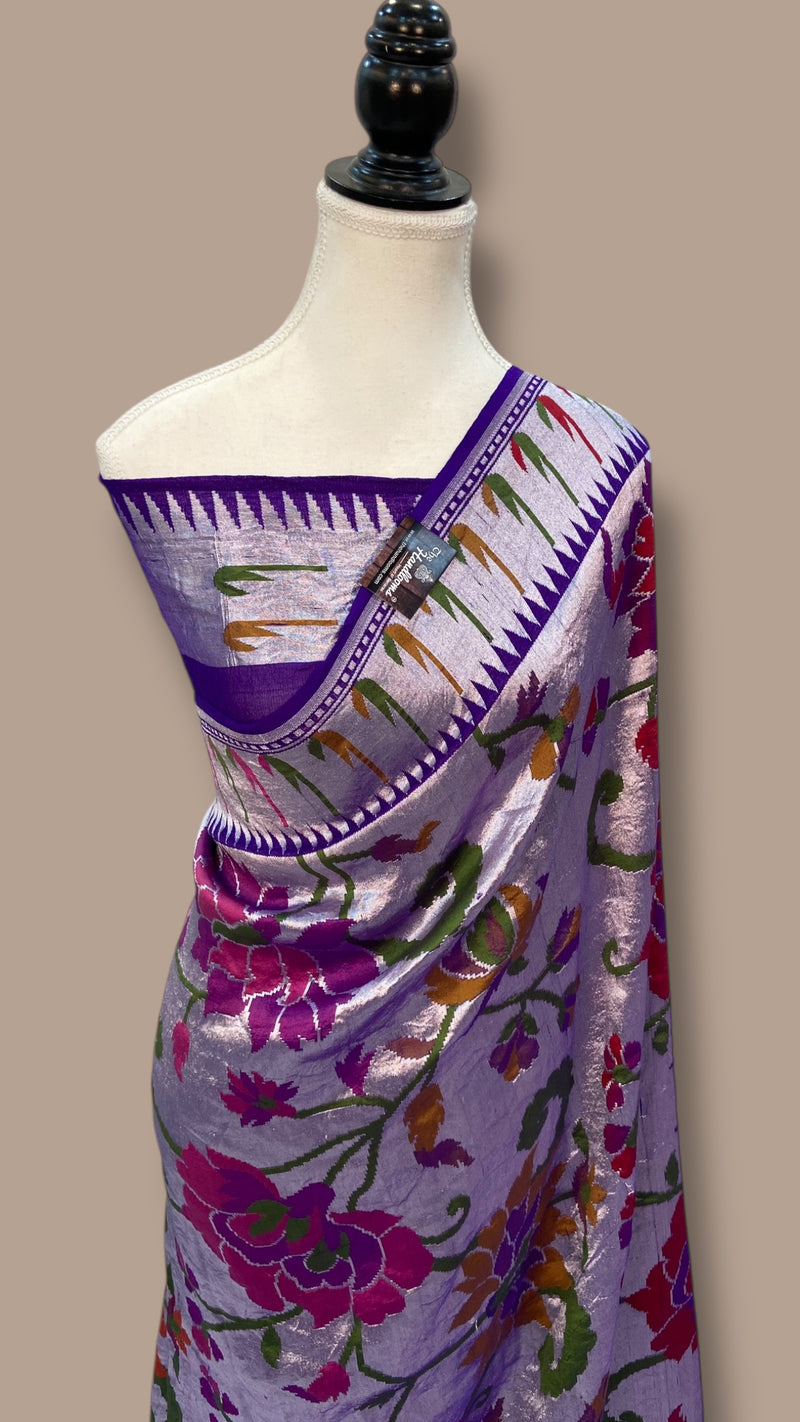 Pure Tussar Georgette Brocade Handloom Banarasi Saree - The Handlooms