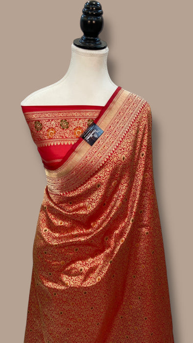 Pure Katan Silk Banarasi Handloom Saree - Tanchui Brocade With Meenakari