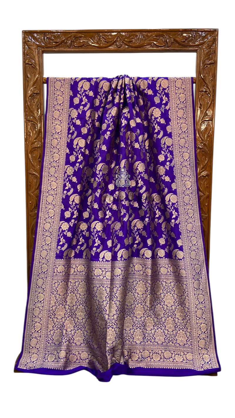 Pure Katan Silk Banarasi Handloom Saree - All over jaal work - The Handlooms