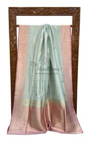 Pure Katan Silk Banarasi Handloom Saree - All over Sona Roopa Kadua motifs - The Handlooms