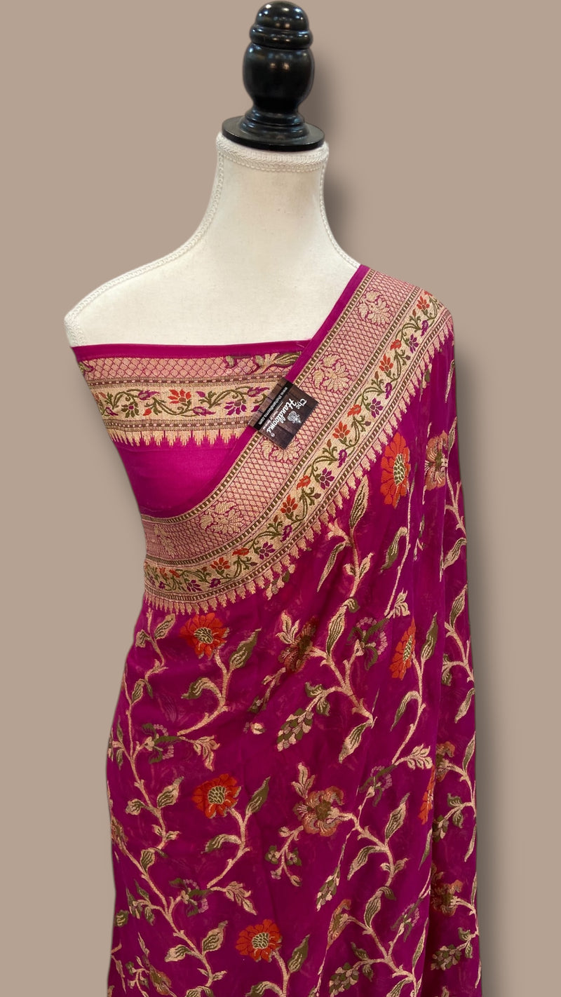 Pure Chiffon Khaddi Banarasi Saree - The Handlooms