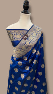 Pure Katan Silk Banarasi Handloom Saree -With all Over Buta work - The Handlooms