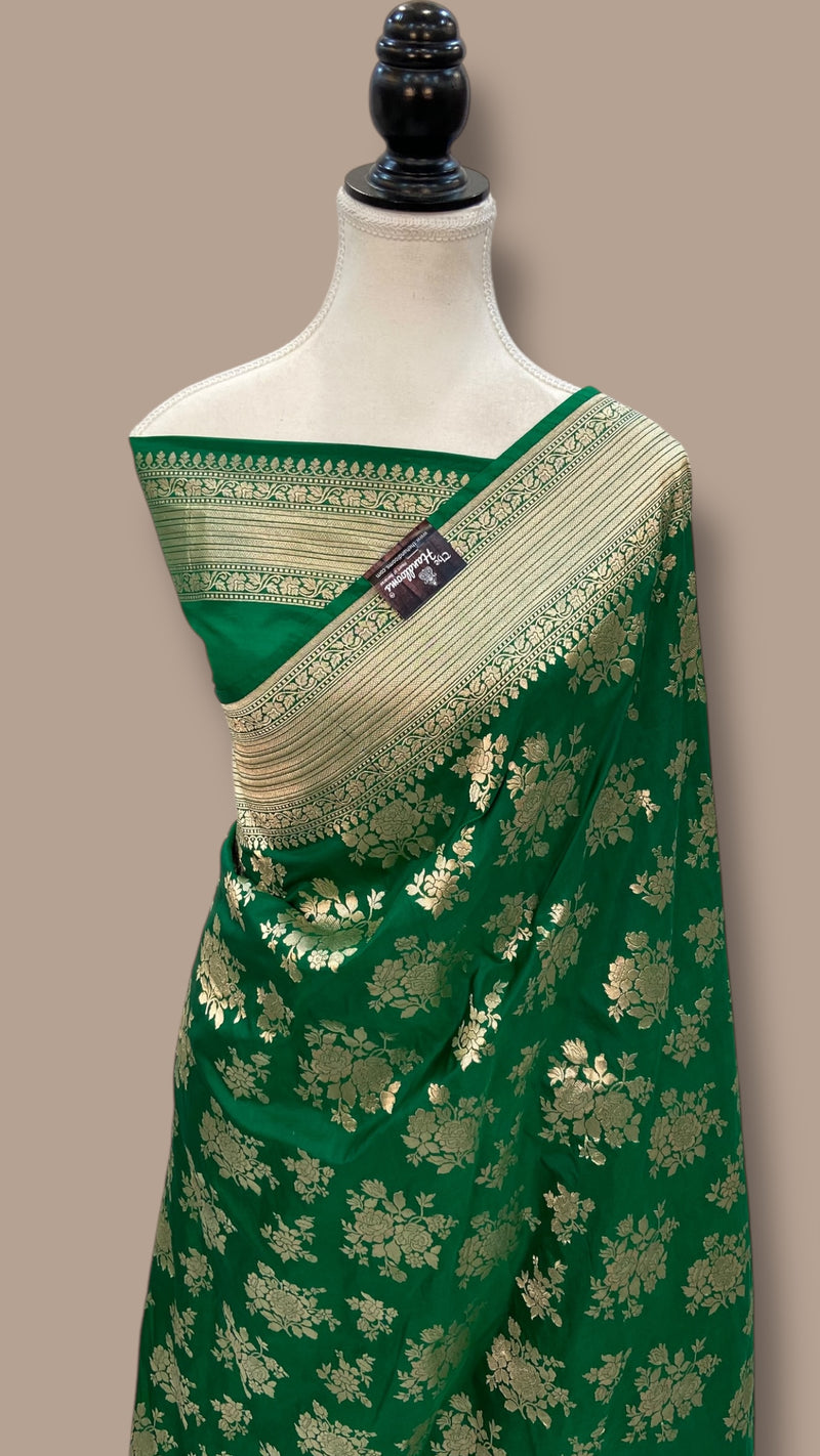 Pure Katan Silk Banarasi Handloom Saree - All over Jaal work - The Handlooms