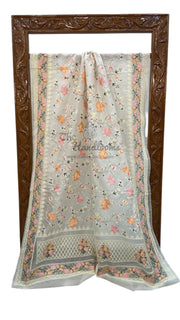 White Pure Organza Chikankari Handloom Banarasi Saree - The Handlooms