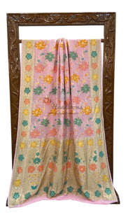 Pure Khaddi Georgette Handloom Banarasi Saree - All over Jaal Work With Meenakari - The Handlooms