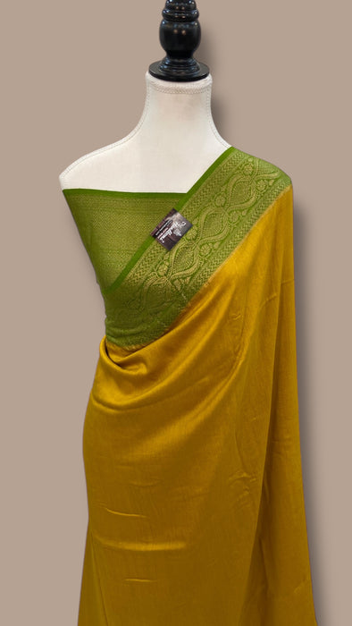 Mustard Yellow Moonga Georgette Handloom Banarasi Saree