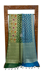 Green Pure Chiffon Khaddi Banarasi Saree - The Handlooms