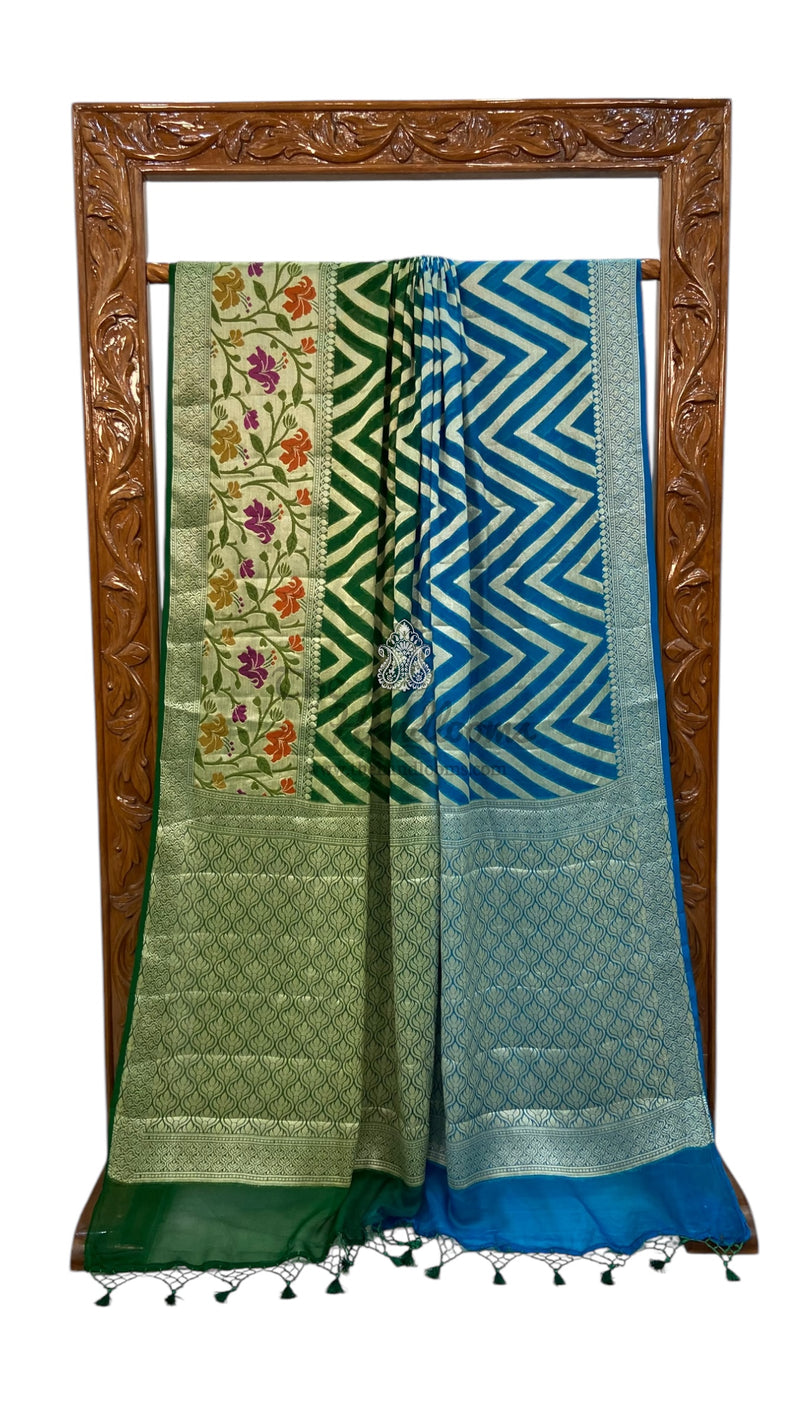 Green Pure Chiffon Khaddi Banarasi Saree - The Handlooms
