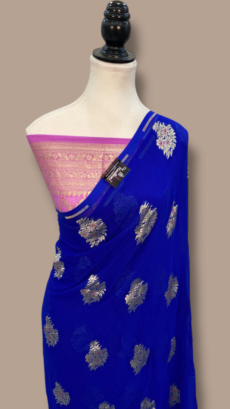 Pure Khaddi Georgette Banarasi Saree -  water zari - The Handlooms
