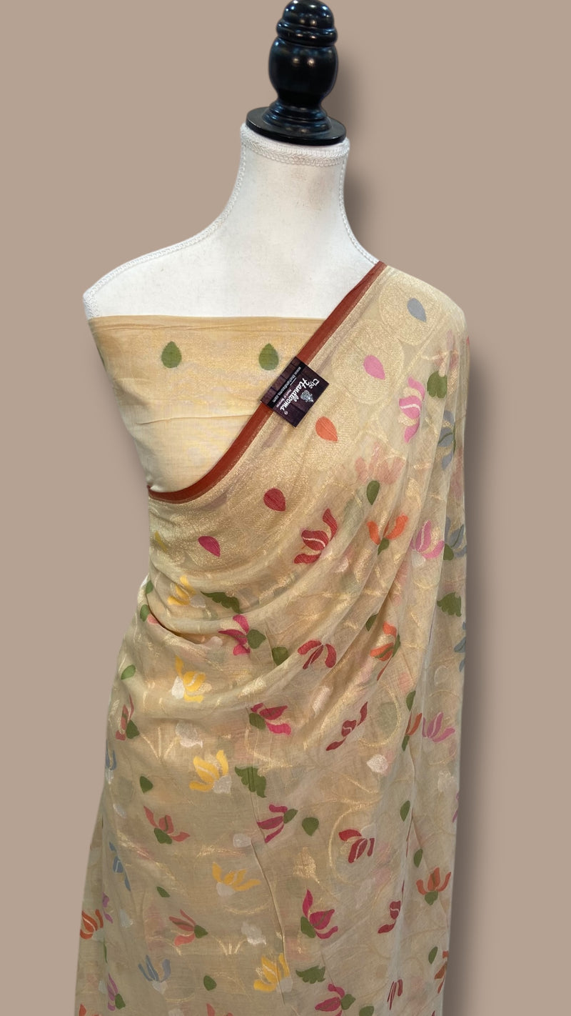 Pure Cotton Jamdani Handloom Banarasi Saree - The Handlooms