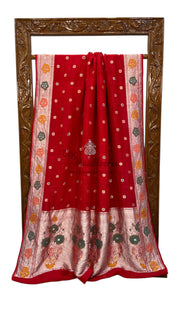 Tussar Georgette Handloom Banarasi Saree With Meenakari - The Handlooms