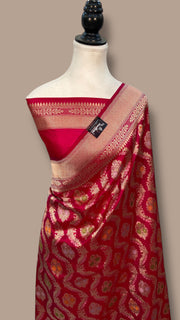 Pure Katan Silk Banarasi Handloom Saree - All over Jaal Work With Meenakari - The Handlooms