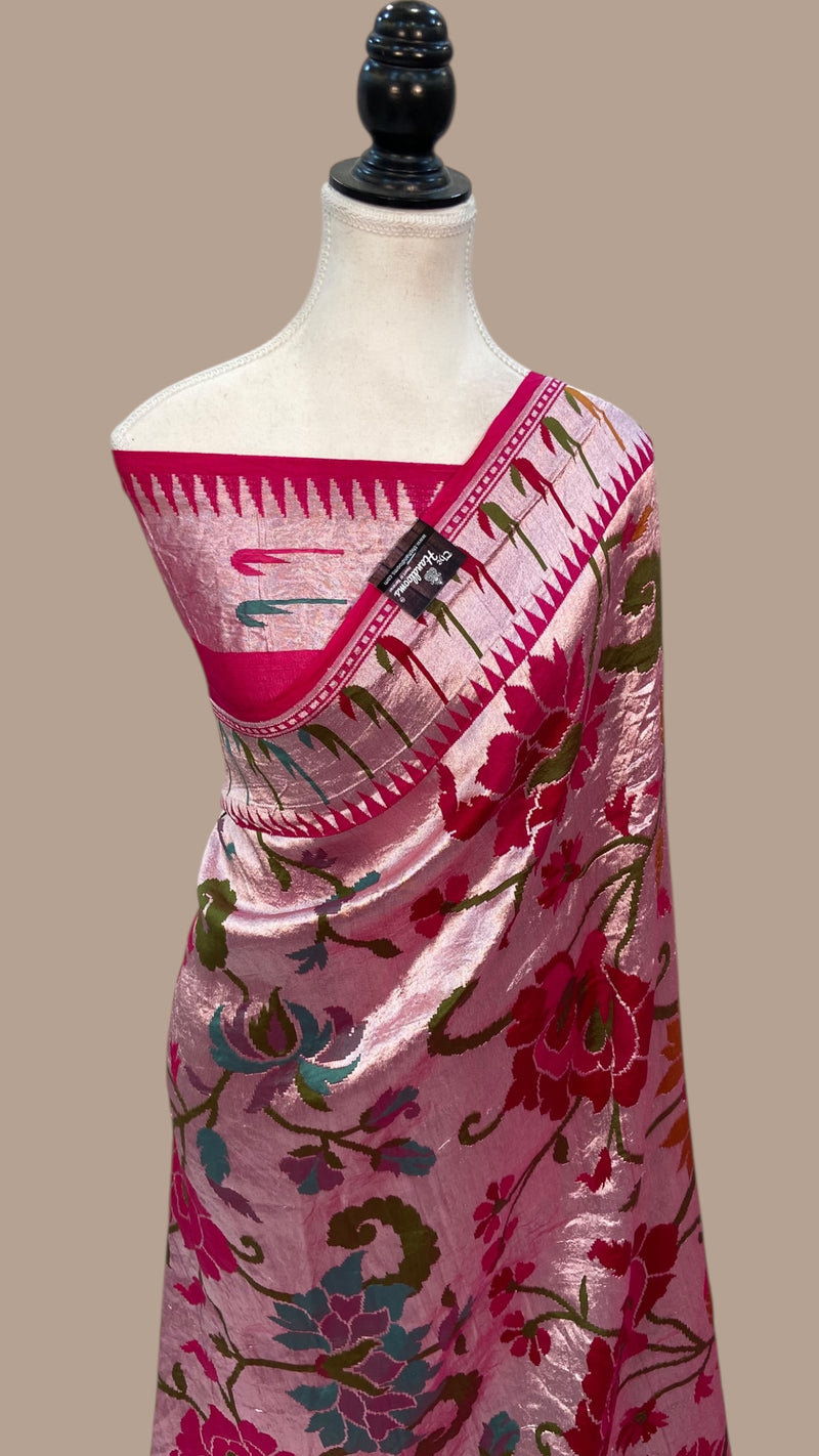 Pure Tussar Georgette Brocade Handloom Banarasi Saree - The Handlooms