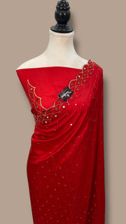 Pure katan Silk Handloom Banarasi Saree with Handwork: Zardozi, Diamond Chain, Katdana, and Abla Detailing - The Handlooms