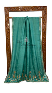 Pure katan Silk Handloom Banarasi Saree with Handwork: Zardozi, Diamond Chain, Katdana, and Abla Detailing - The Handlooms