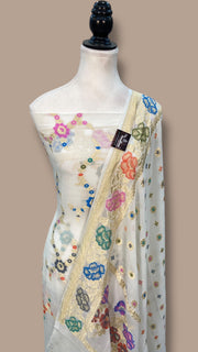 Khaddi Georgette Banarasi Dress material with Meenakari - The Handlooms