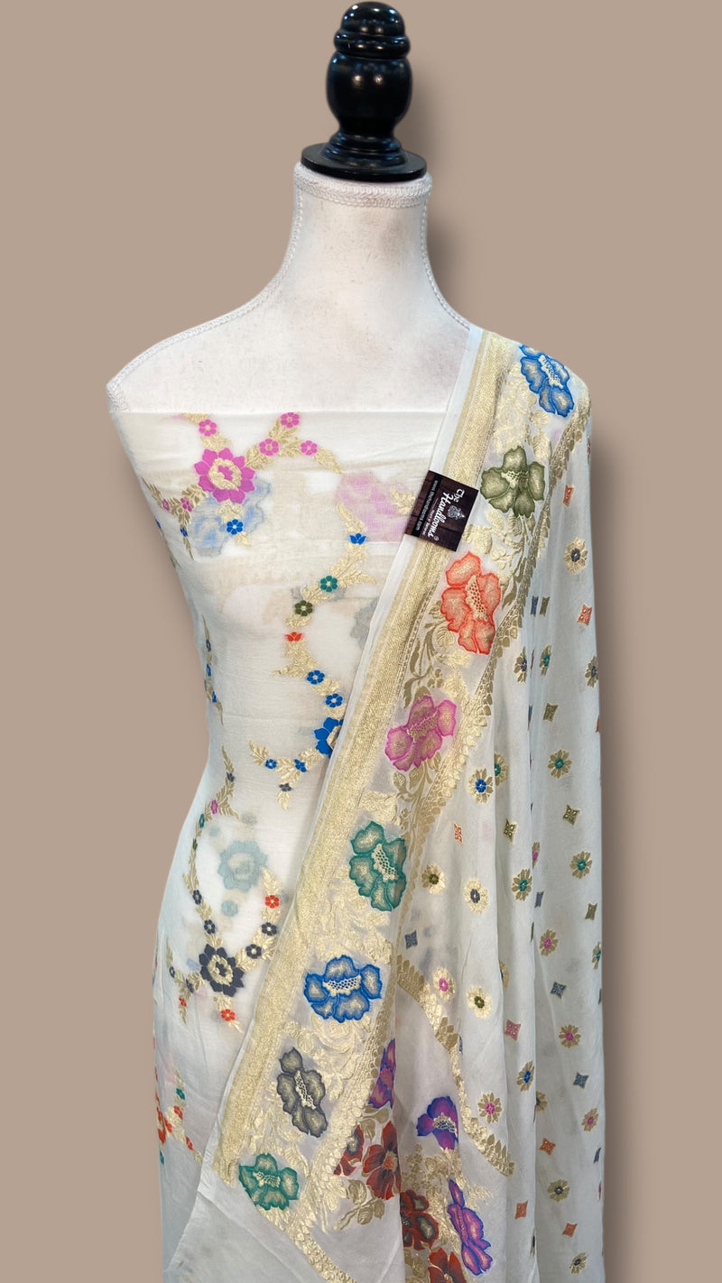 Khaddi Georgette Banarasi Dress material with Meenakari - The Handlooms