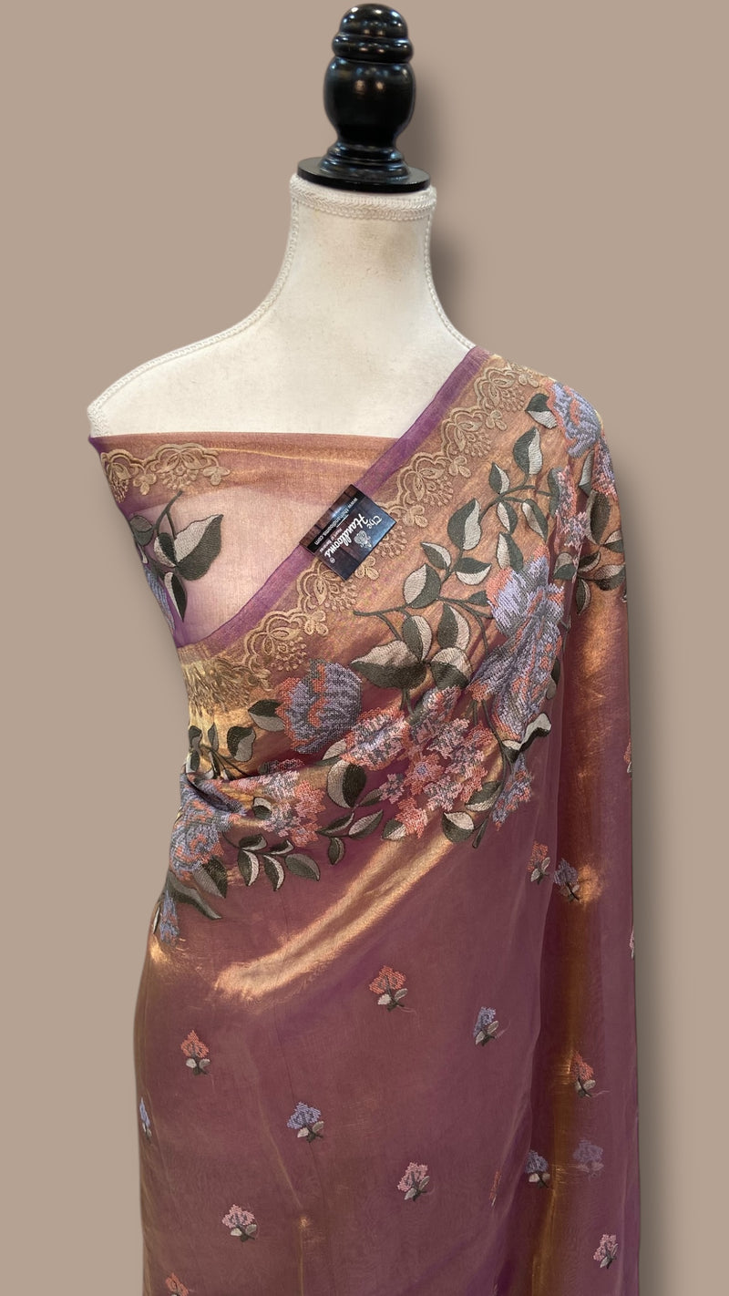 Pure Tissue Handloom Banarasi Saree With Chikankari - The Handlooms