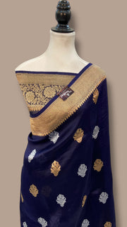 Pure Kora Handloom Banarasi Saree - Sona Roopa Kadua motifs - The Handlooms