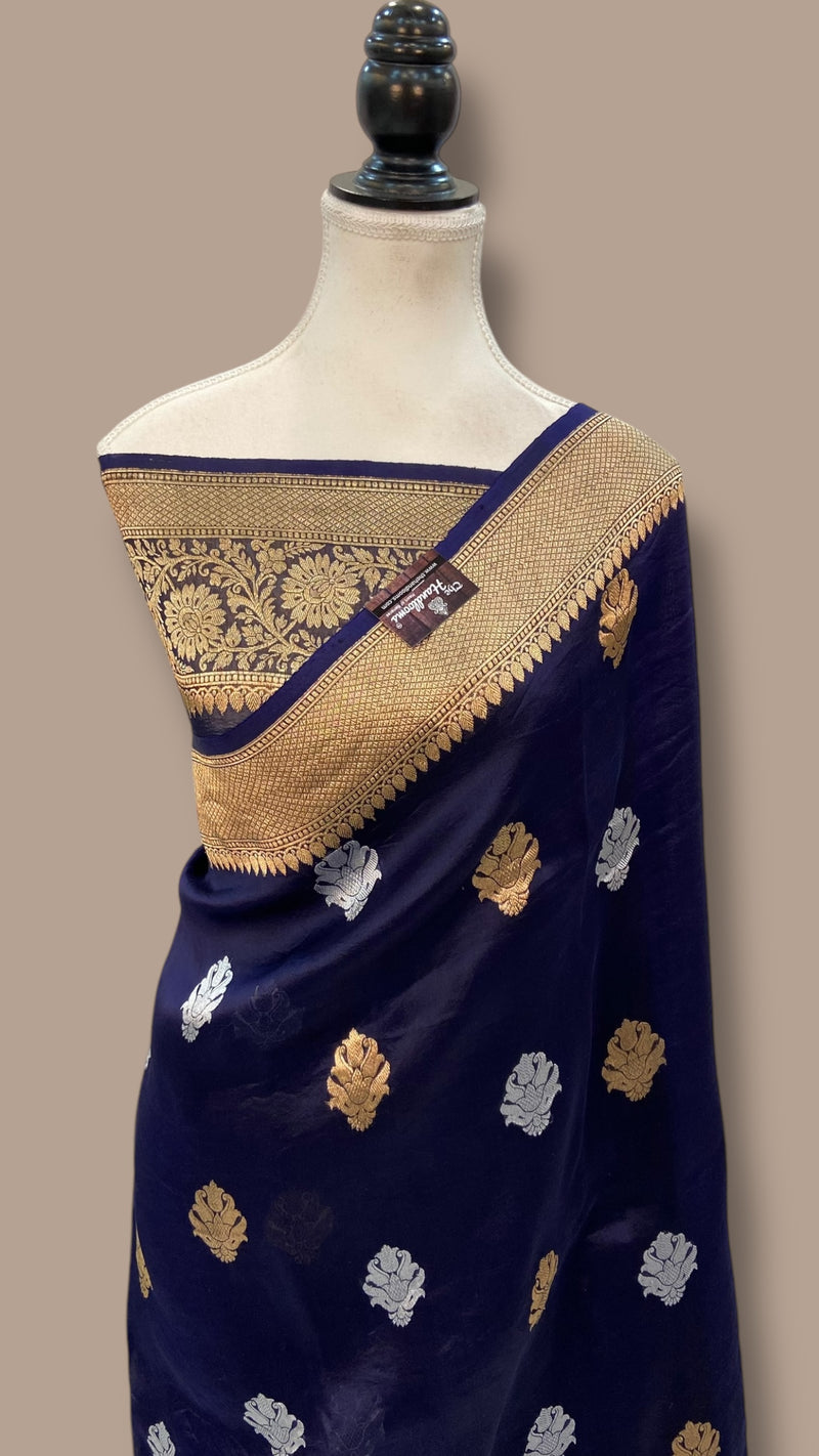Pure Kora Handloom Banarasi Saree - Sona Roopa Kadua motifs - The Handlooms