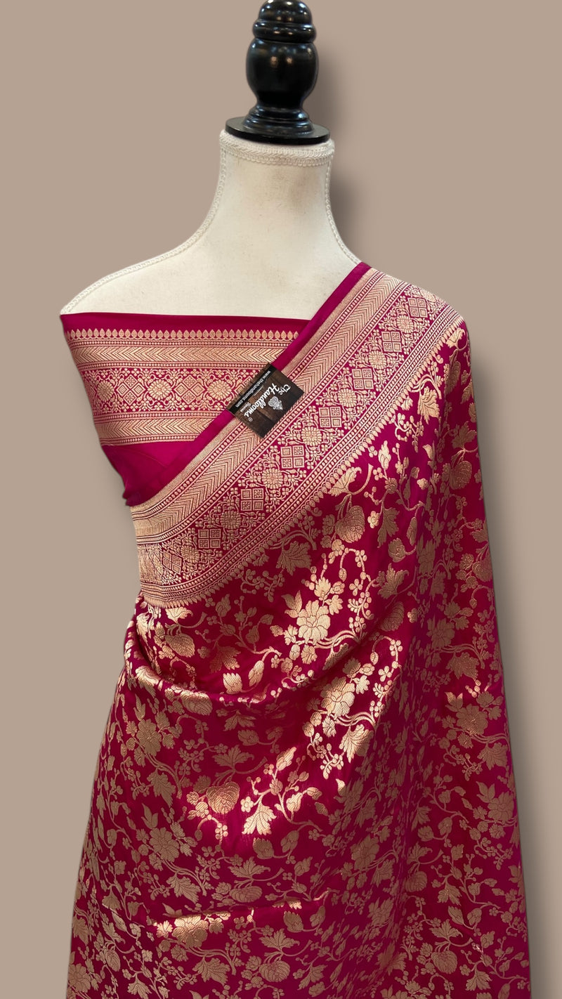Pure Katan Silk Banarasi Handloom Saree - All Over Jaal Work - The Handlooms