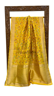 Pure Katan Silk Banarasi Handloom Saree - All Over Jaal Work With Meenakari - The Handlooms