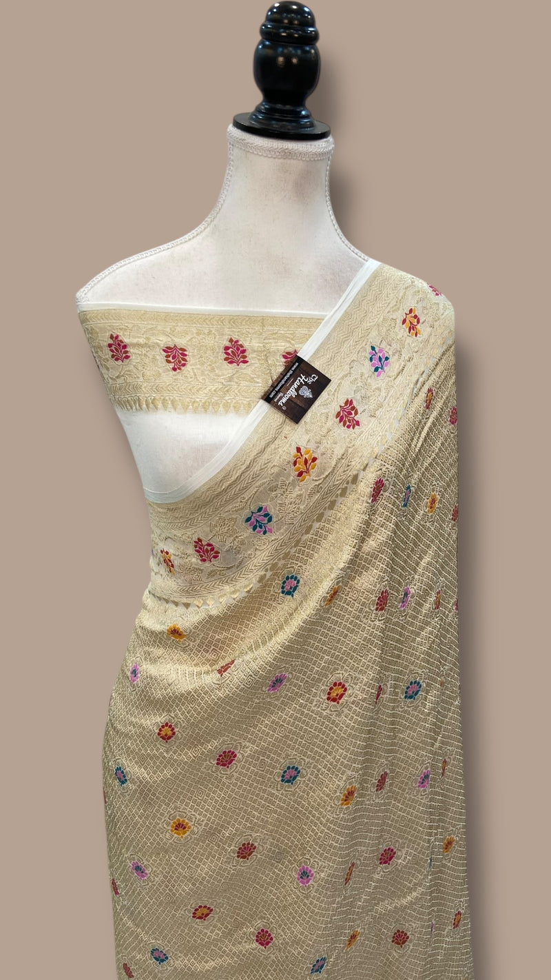 Khaddi Georgette Handloom Banarasi Saree - Tanchui Brocade - The Handlooms