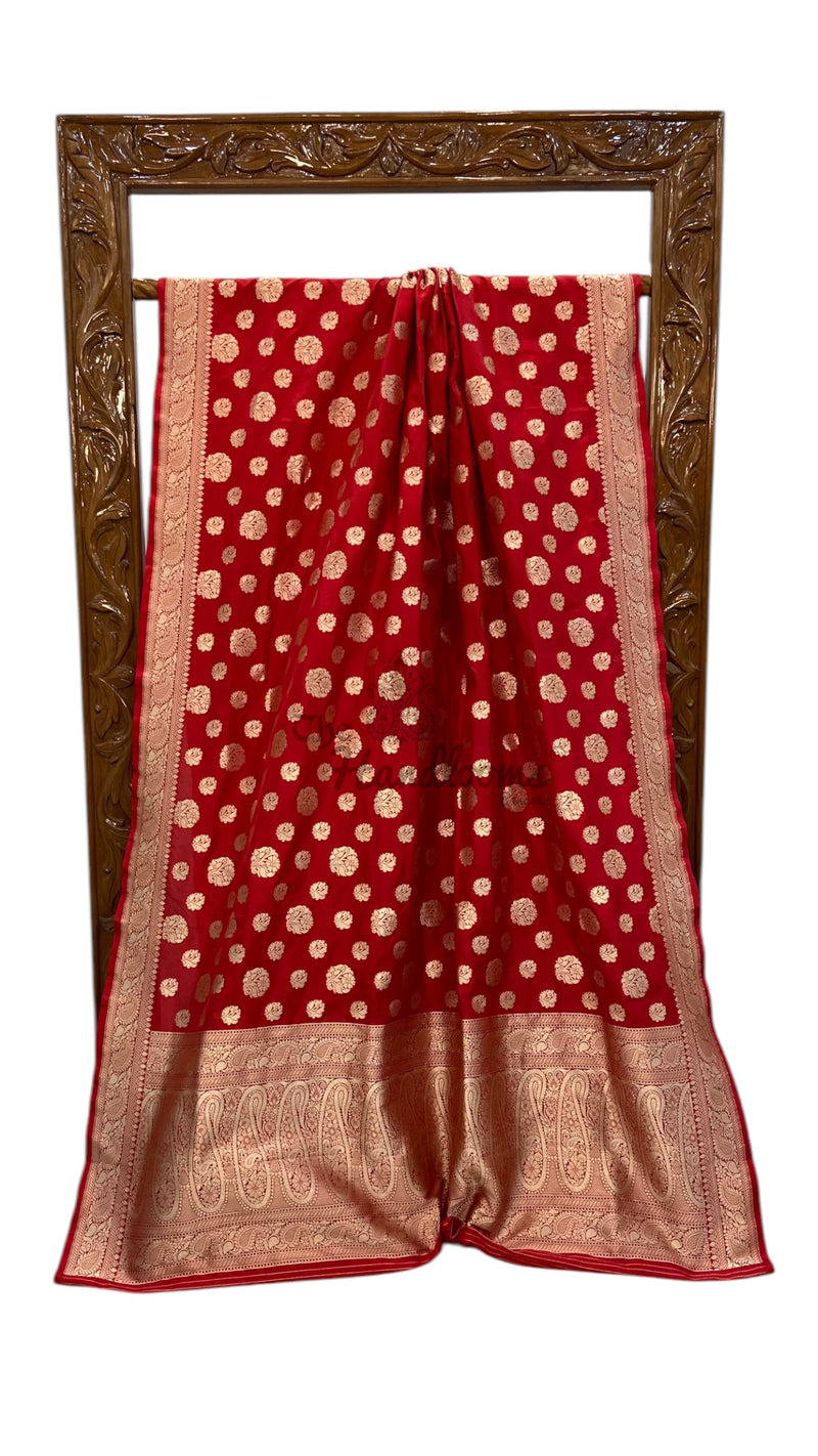 Deepika Padukone in Pure Katan Silk Banarasi Handloom Saree - All Over Motifs - The Handlooms
