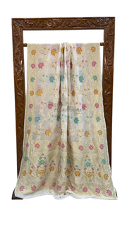 Khaddi Georgette Handloom Banarasi Saree - All Over Jaal Work with meenakari - The Handlooms