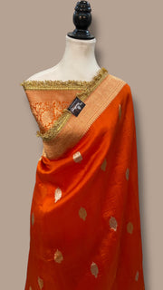 Honey Pure Kora Handloom Banarasi Saree - Sona Roopa Alfi Kadua Boota With Lace work - The Handlooms