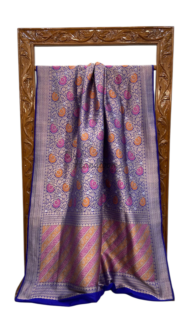 Regal Pure Katan Silk Banarasi Saree – Handwoven Tanchui Brocade - The Handlooms