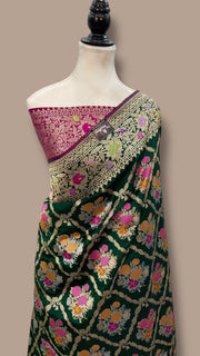 Ektara Pure Katan Silk Banarasi Handloom Saree - All over kadiyal Jaal work - The Handlooms