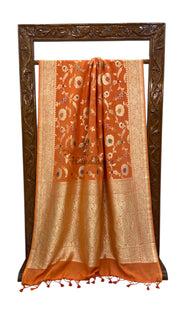 Moonga Georgette Handloom Banarasi Saree - All over meenakari - The Handlooms