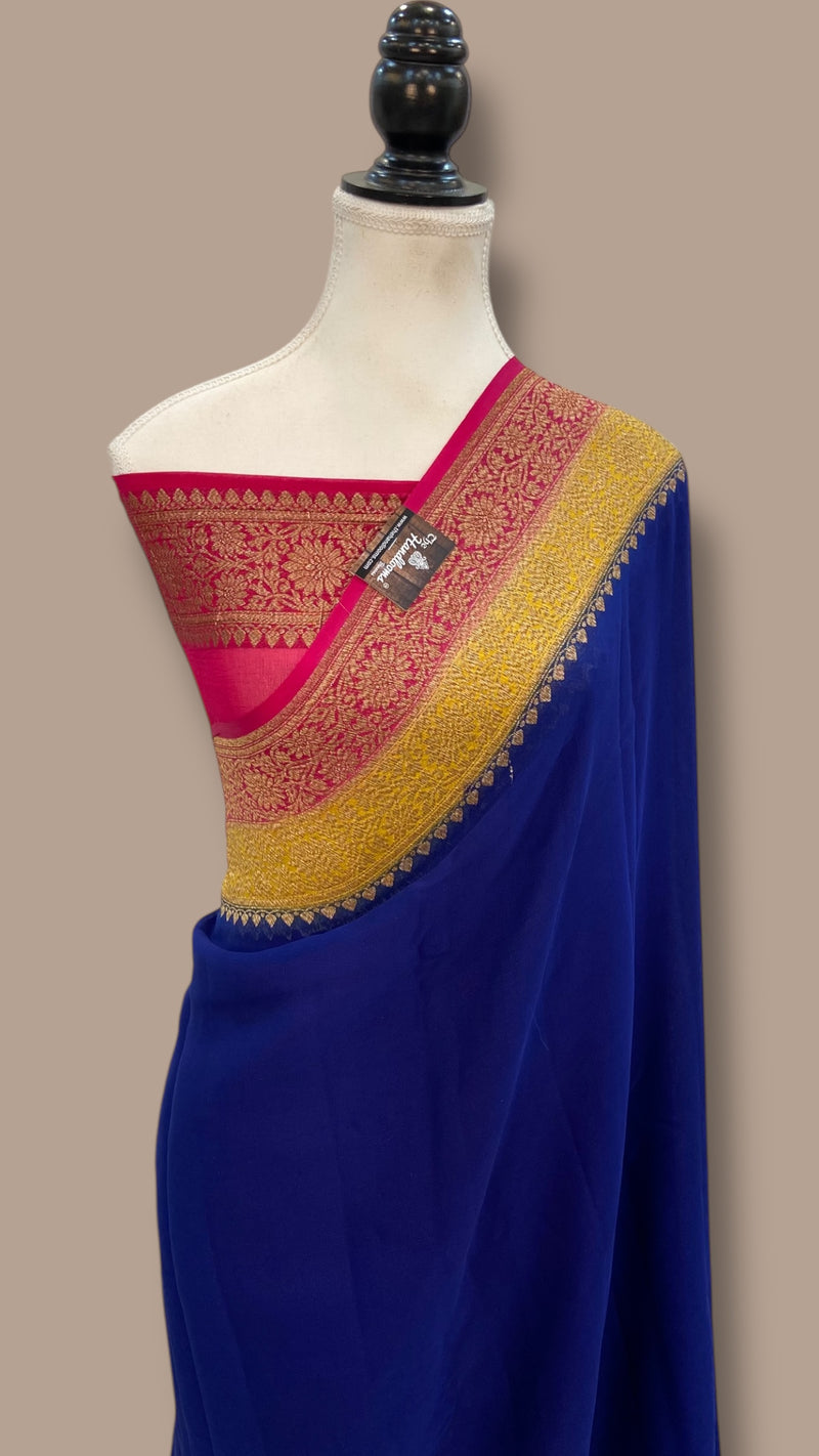 Khaddi Georgette Banarasi Saree -  Antique zari - The Handlooms