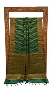 Green Pure Chiffon Khaddi Banarasi Saree - The Handlooms