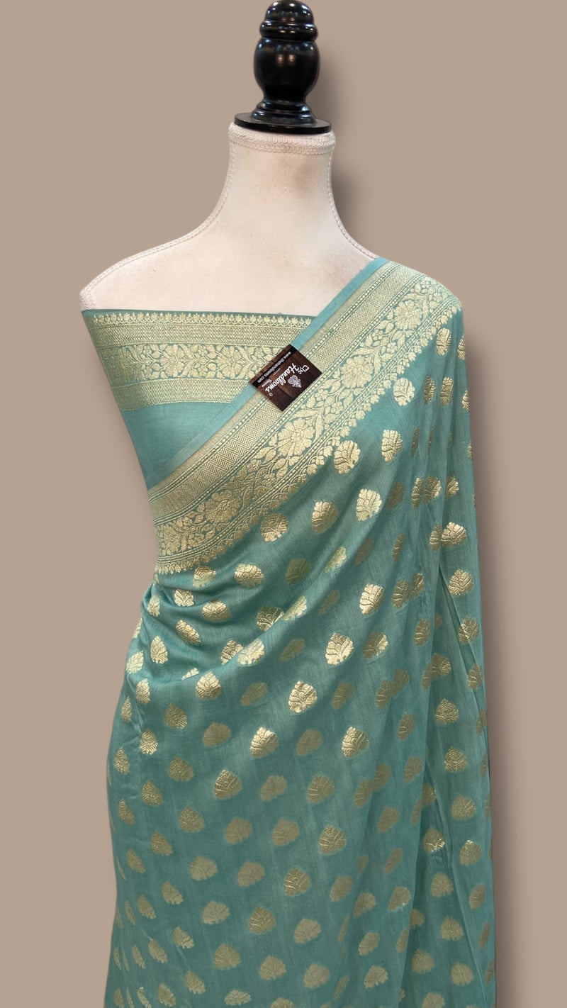 Moonga Georgette Handloom Banarasi Saree - The Handlooms