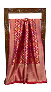 Pure Katan Silk Banarasi Handloom Saree - All over Jaal Work With Rangkart - The Handlooms