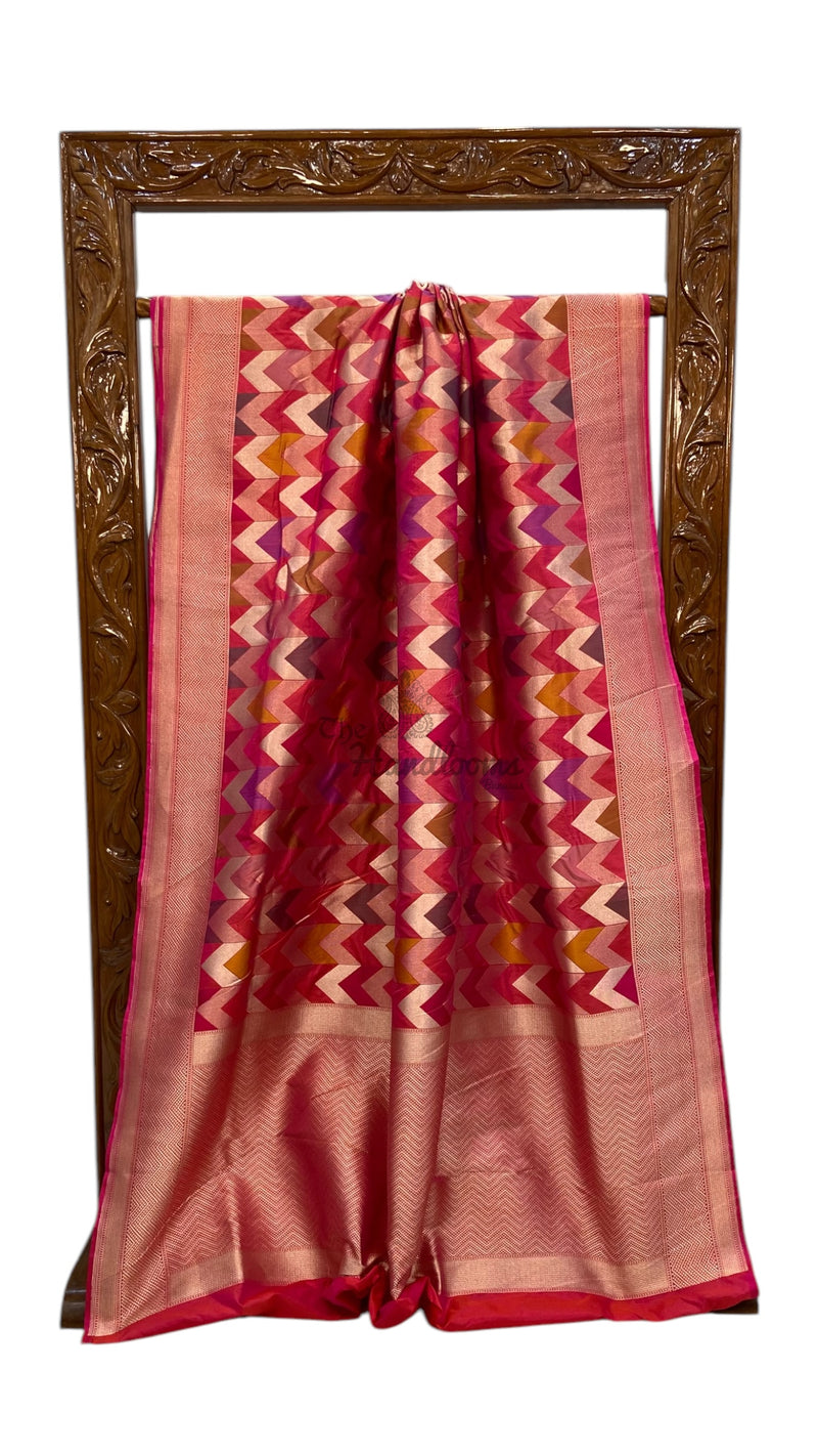 Pure Katan Silk Banarasi Handloom Saree - All over Jaal Work With Rangkart - The Handlooms