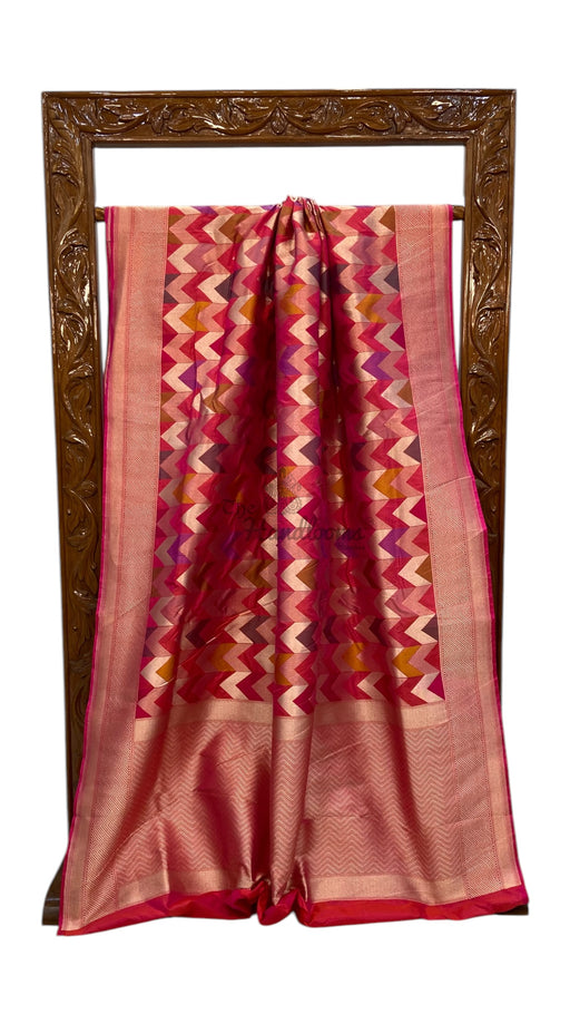 Pure Katan Silk Banarasi Handloom Saree - All over Jaal Work With Rangkart - The Handlooms
