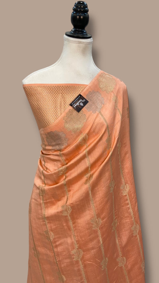 Pure Dupion Silk Banarasi Saree - Gold Zari - The Handlooms