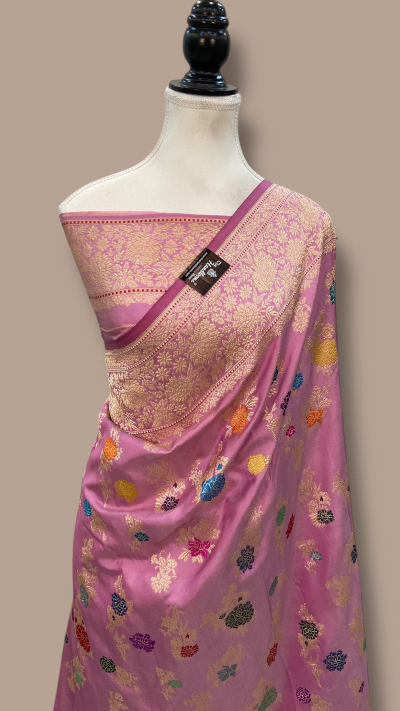 Ektara Pure Katan Silk Banarasi Handloom Saree - All over kadiyal Jaal work - The Handlooms